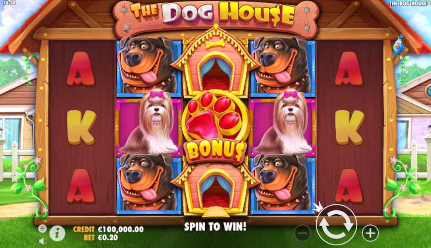 The Dog House — основной экран слота с 5 барабанами